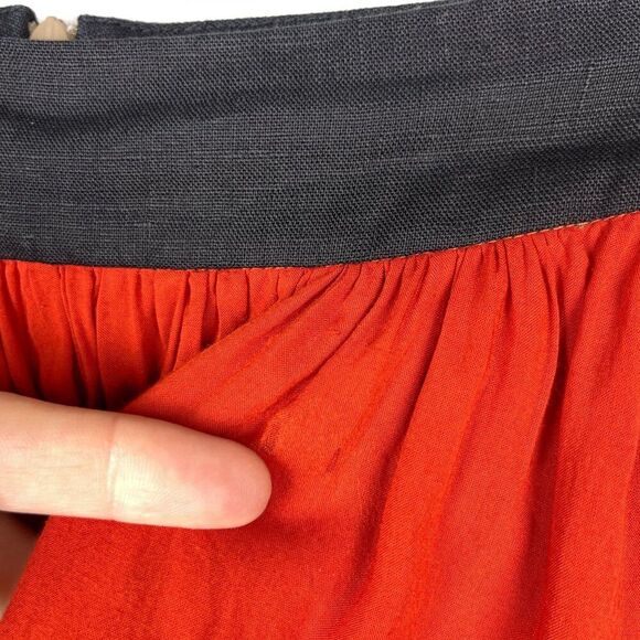 AJ Armani Jeans Linen Colorblock Panel A-Line Skirt - Picture 7 of 9